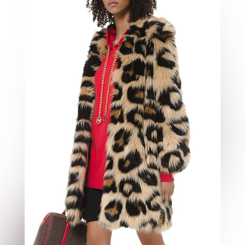Michael Kors Mega Cat Faux Fur Jacket Coat